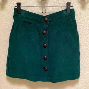 BDG Medium Corduroy Mini Green With Buttons